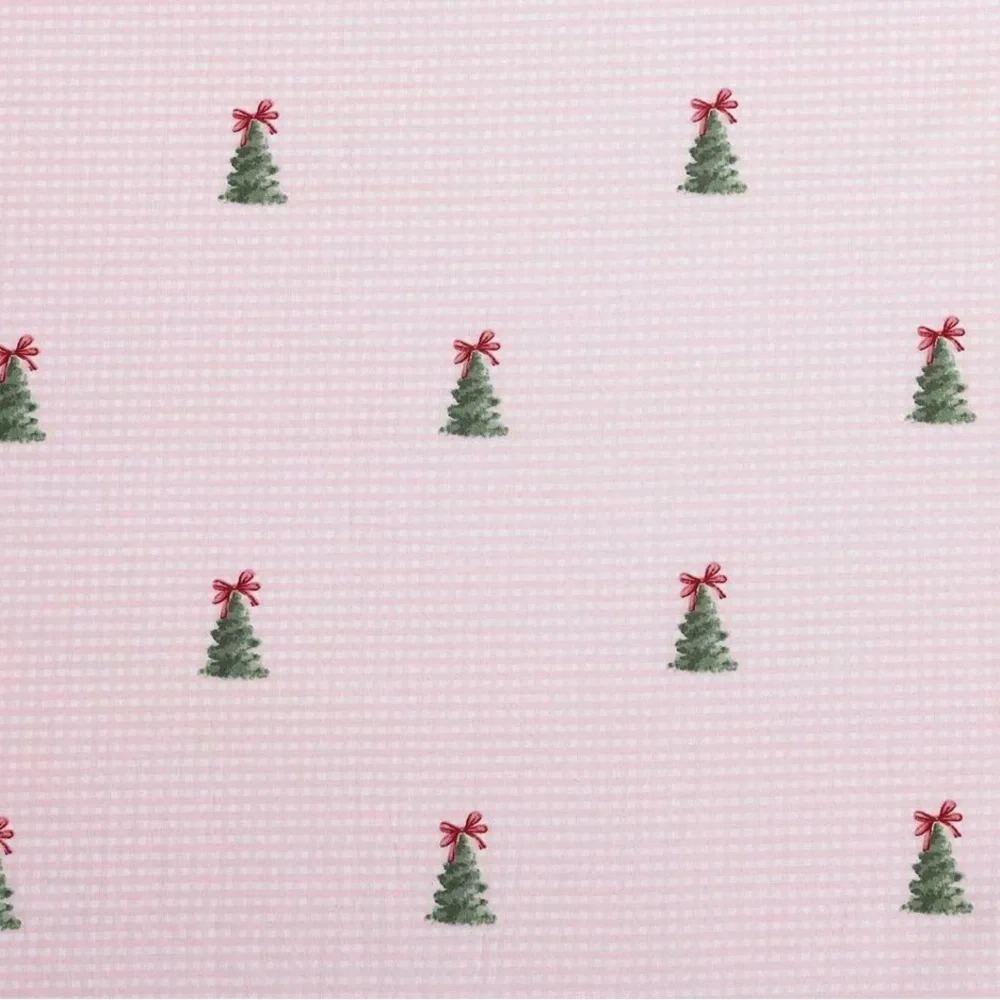 HTF Pink Gingham 4 Pc Laura Ashley Queen Trees & Pink Bows Sheets Viral Style